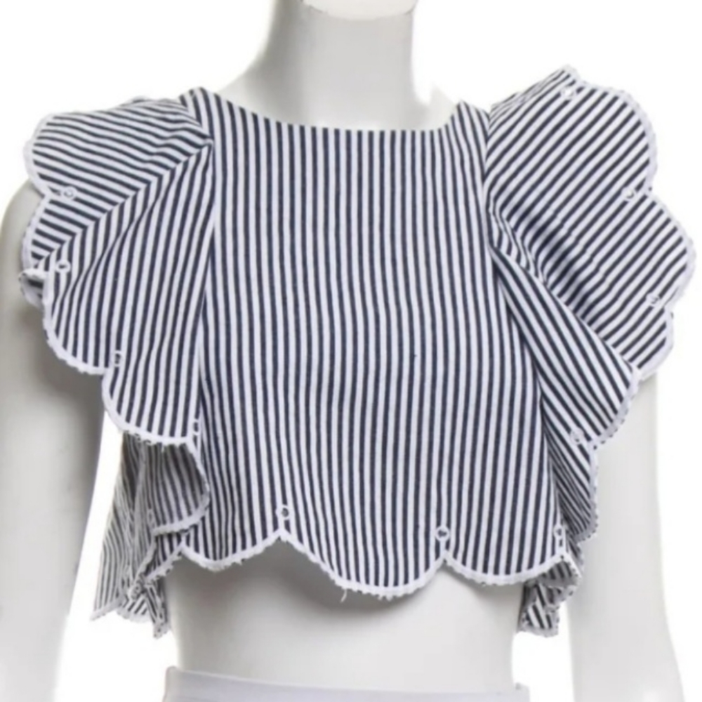 Alice McCall Striped Crew Neck Crop Top